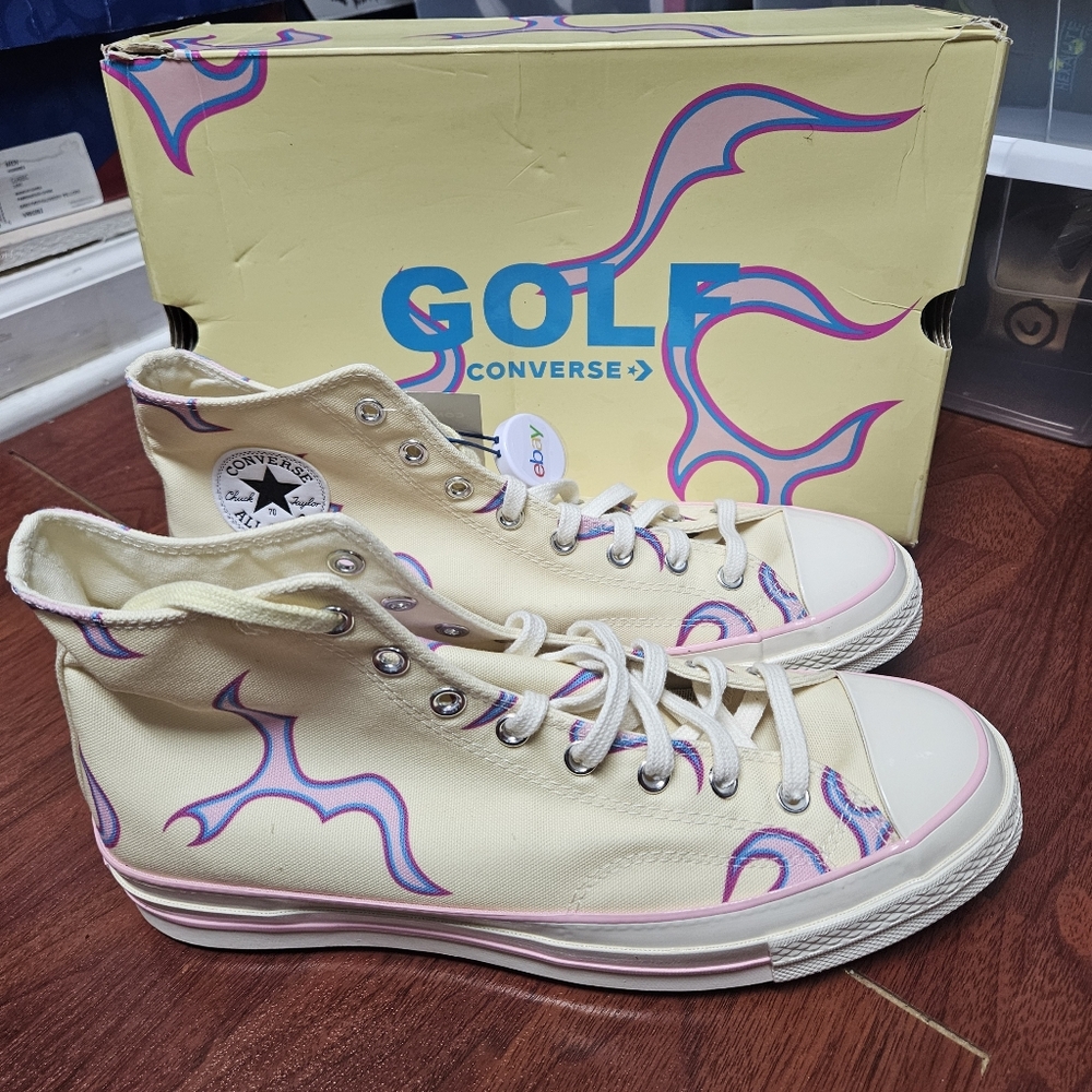 Converse Golf Le Fleur High-Tops with Pink and Purple Accents